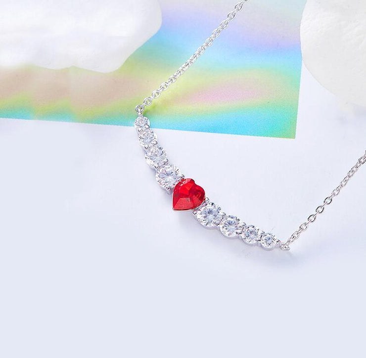 Austrian Crystal 8.00 CT Ruby Heart  Necklace