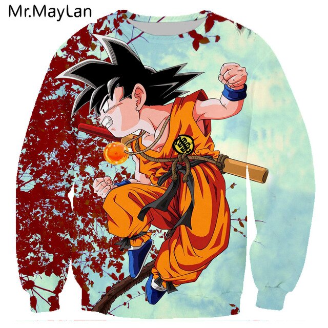 Anime Dragon Ball Sweatshirts Print Cute Kid Goku 3D Outerwear Women Men Long Sleeve  Crewneck Sportswear Coat Tops Harajuku