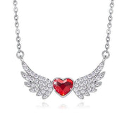 Austrian Crystal 4.00 Ct Ruby Flying with the Wings of an Angel Necklace