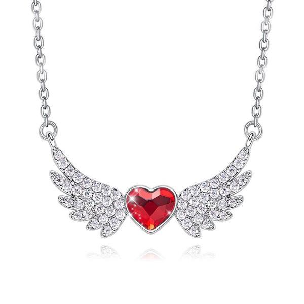 Austrian Crystal 4.00 Ct Ruby Flying with the Wings of an Angel Necklace