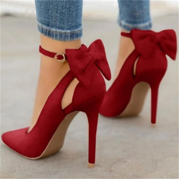 High-Heeled Bow Line Buckle Women's Shoes