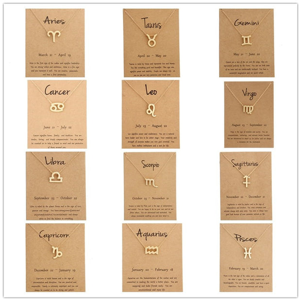 Gold Zodiac Pendant Necklace For Women