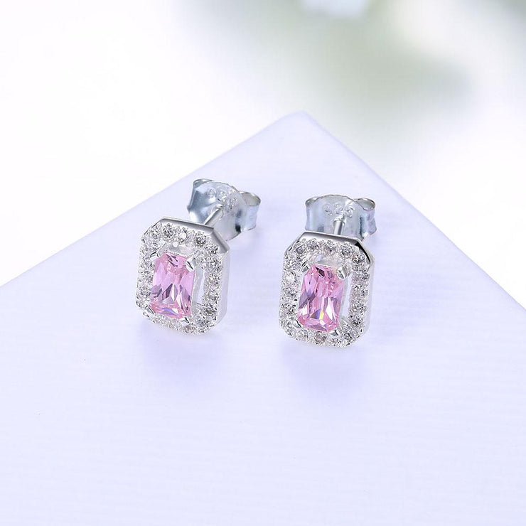 Sterling Silver Stud Earring with  Crystals