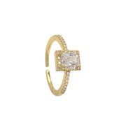 Square Zircon Gold Opening Rings