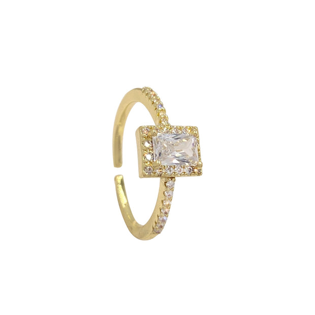 Square Zircon Gold Opening Rings