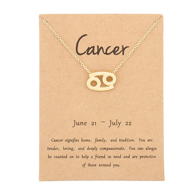 Gold Zodiac Pendant Necklace For Women