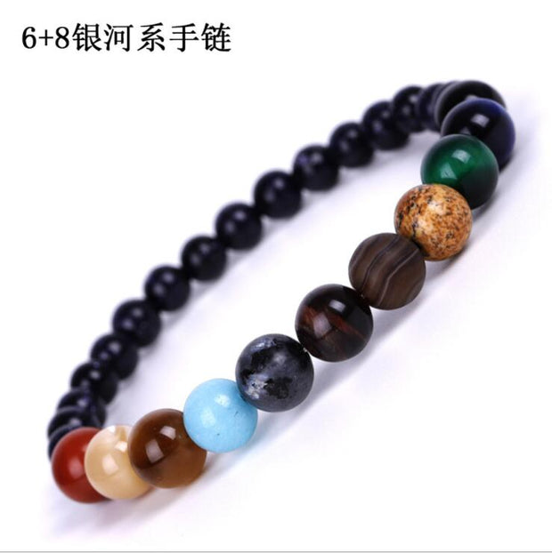 Galaxy Solar System Universe Nine Planets Natural Stone Bracelet