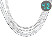 18K White Gold Plated Cuban Chain + Iced out 4mm Diamond Created Necklace 2 Piece Set