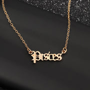 Twelve Constellation Retro Zodiac English Letter Alphabet Necklaces For Women