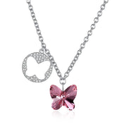 Butterfly Sterling Silver Necklace with  Crystals