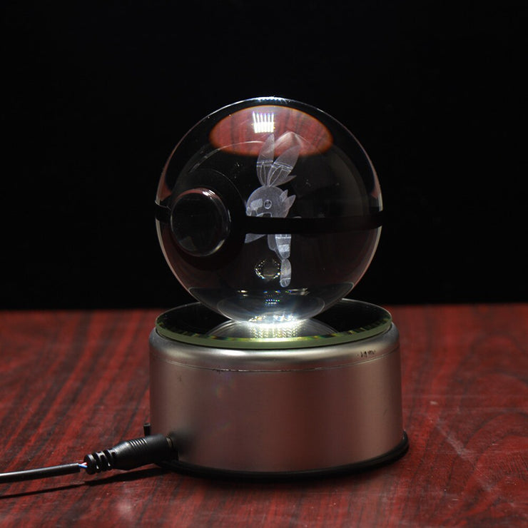 Popular 80mm 3.15 inch Diameter Crystal Glass Poket Ball with Rotated LED Lamp Base Christmas Gifts