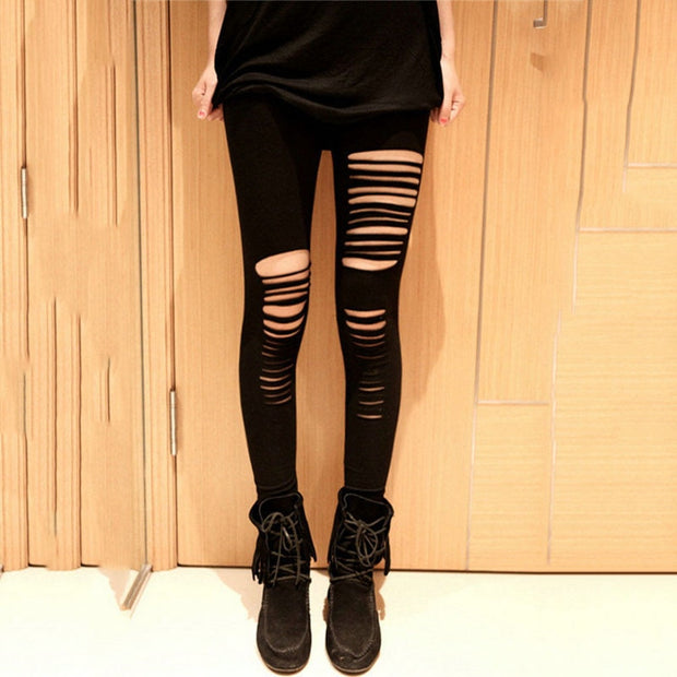 Slashed Ripped Cut Out Leggings