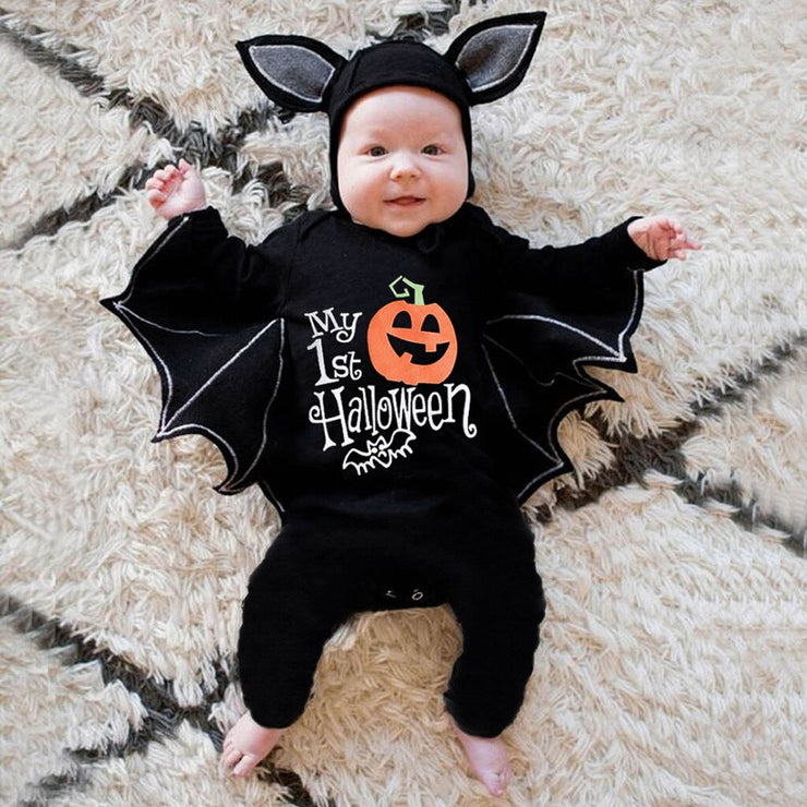 Novelty Baby's Romper Toddler Newborn Baby Boys Girls Halloween Cosplay Costume Romper Hat Outfits Batwing Sleeve Baby Clothing