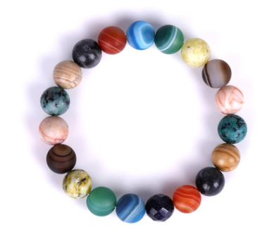 Galaxy Solar System Universe Nine Planets Natural Stone Bracelet