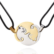 Couples Necklaces Black & White Classic Yin Yang Animal Cat Pendant Necklace