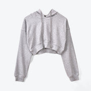 Hooded Crop Top Women's Sweatshirt Long Sleeve Lace Up