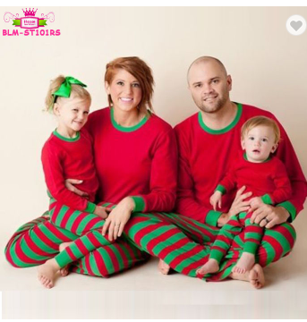 Long Sleeve Shirt+ Long Striped Pants Xmas Family Matching Outfit