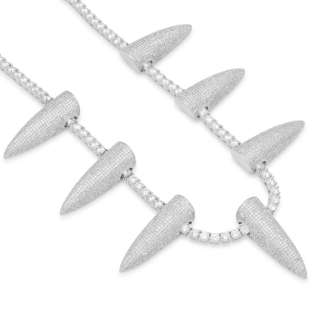 Pae Spike Necklace embellished With Crystals In 18k White Gold Filled