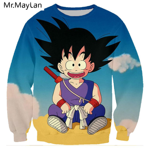 Anime Dragon Ball Sweatshirts Print Cute Kid Goku 3D Outerwear Women Men Long Sleeve  Crewneck Sportswear Coat Tops Harajuku