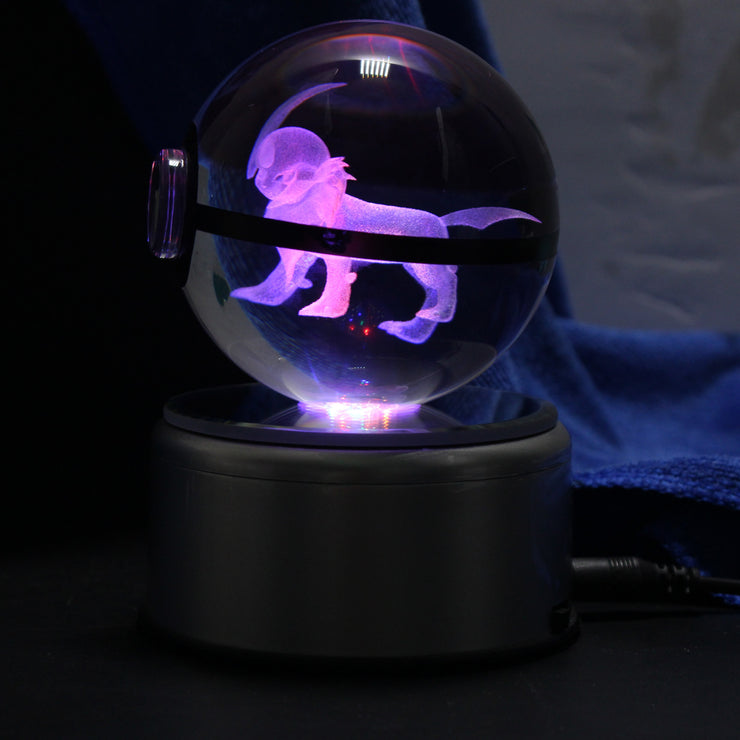 Popular 80mm 3.15 inch Diameter Crystal Glass Poket Ball with Rotated LED Lamp Base Christmas Gifts