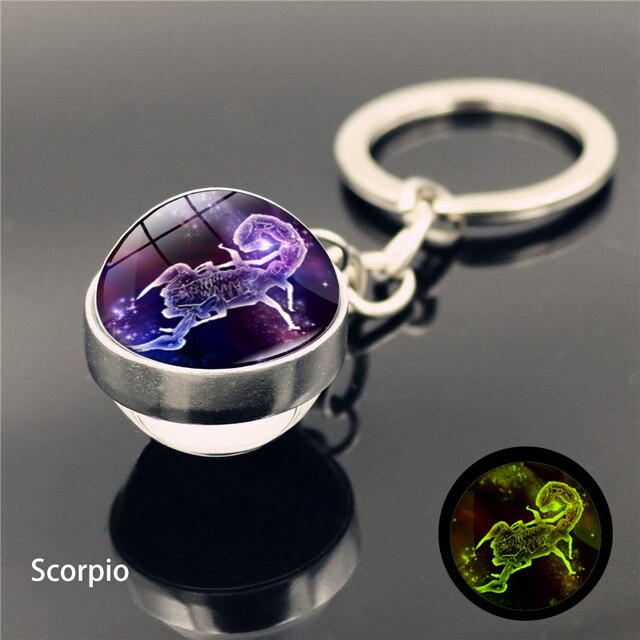 12 Constellation Luminous Keychain Glass Ball