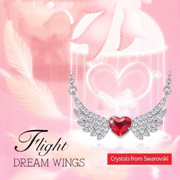 Austrian Crystal 4.00 Ct Ruby Flying with the Wings of an Angel Necklace