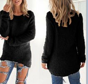 Women Loose Long Sleeve Solid Warm Pullovers