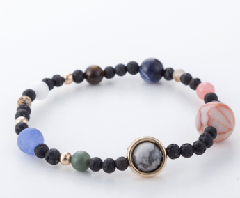 Galaxy Solar System Universe Nine Planets Natural Stone Bracelet