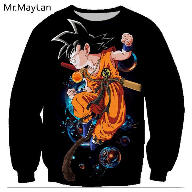 Anime Dragon Ball Sweatshirts Print Cute Kid Goku 3D Outerwear Women Men Long Sleeve  Crewneck Sportswear Coat Tops Harajuku