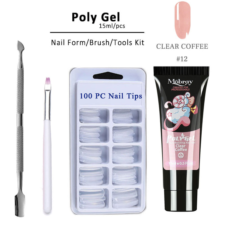 Poly Gel LED Clear UV Gel Varnish Nail Polish Art Kit