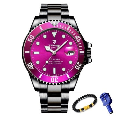 TEVISE Fashion Watches Top Brand Luxury Casual Quartz Watch Stainless Steel Waterproof