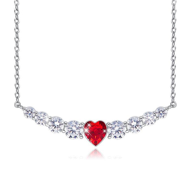 Austrian Crystal 8.00 CT Ruby Heart  Necklace