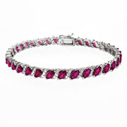 20.00 Ct Genuine Pink Topaz ine Bracelet embellished With Crystals In 18k White Gold Filled