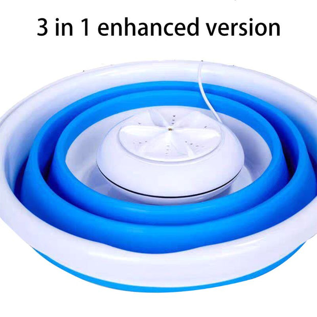 Foldable Mini Washing Machine Rotating Ultrasonic Turbines Washer USB Charging