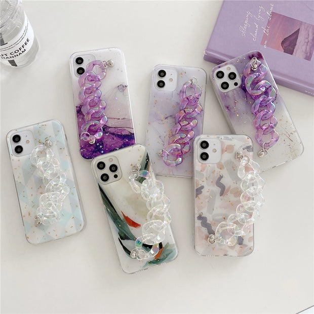 Purple Bracelet Marble Texture Phone Case for iPhone