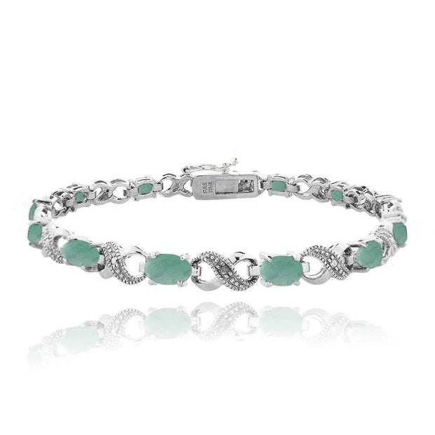 10.00 Ct Genuine Opal Infinity Bracelet embellished With Crystals In 18k White Gold Filled