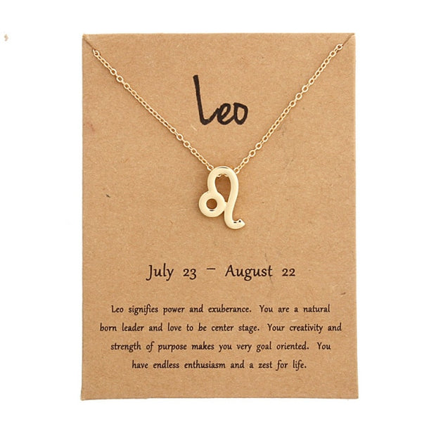 Gold Zodiac Pendant Necklace For Women