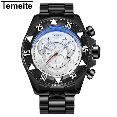 Men Quartz Clock Vintage Watch  With Stainless Steel Strap