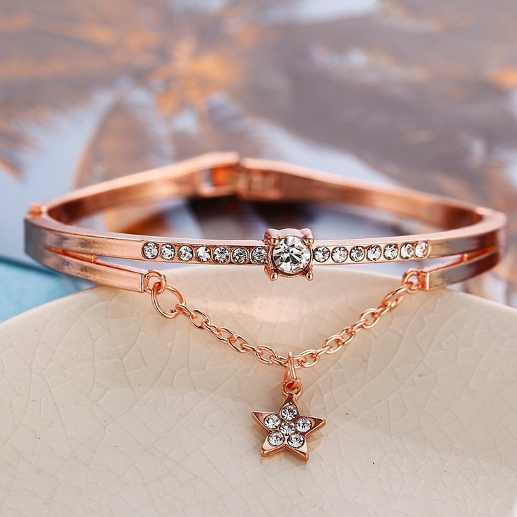 Star Drop With Austrian Crystals 18K Rose Gold Plated Bracelet in 18K Rose Gold Plated ITALY Made