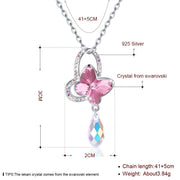 Pave Butterfly Sterling Silver Necklace with  Crystals