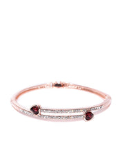 Rose Gold-Plated Handcrafted Stone-Studded Link Bracelet