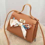 Leather Handbag with Scarf