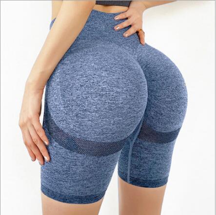 Slim Fit High Waist Yoga Sport Shorts Hip Push Up Women Plain Soft Nylon Fitness Running Shorts Tummy Control Workout Gym Shorts