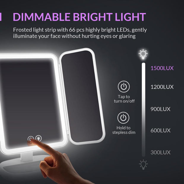 EASEHOLD 2x/5x/10x Magnifying Makeup Mirror Vanity 66 LEDs Rechargeable 3 Color Modes Adjustable 180 and 90 Degree Rotation