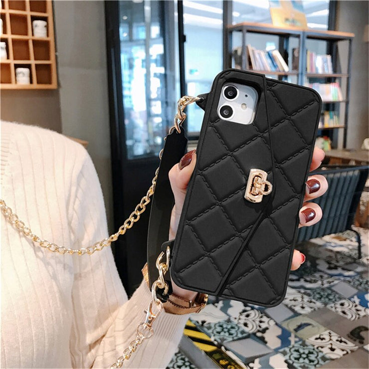 Luxury Chain Necklace Handbag Card Slot Wallet Case For iPhone