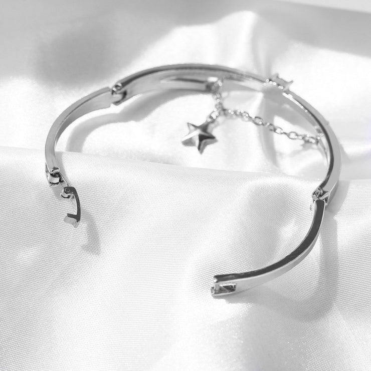 Star Drop With Austrian Crystals 18K White Gold Plated Bracelet ITALY Made