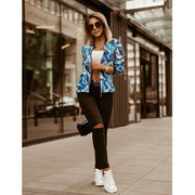 Flower Print Long Sleeve Women's  Jacket