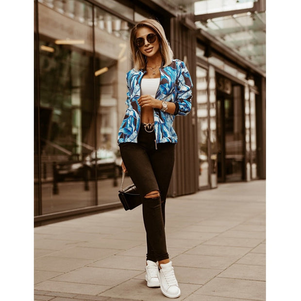 Flower Print Long Sleeve Women's  Jacket