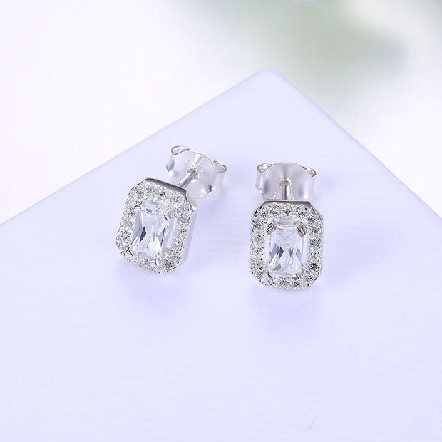 Sterling Silver Stud Earring with  Crystals