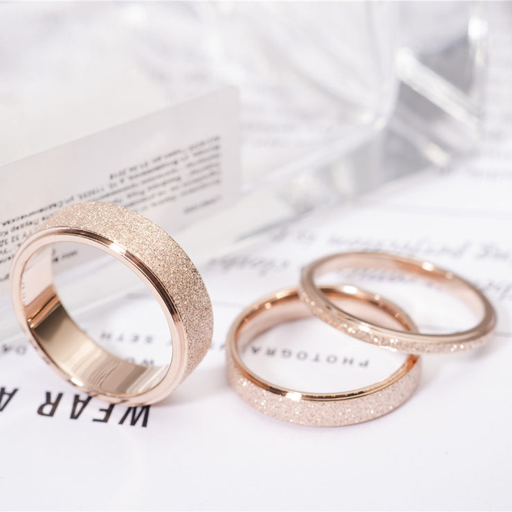 Rose Gold Color Frosted Finger Ring for Woman Man